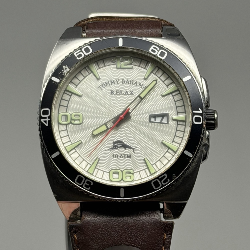 Tommy Bahama RLX1020 SHORE THING Relax Brown Leather Strap Watch